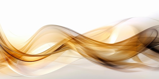 Arte digital abstracto con vibrantes líneas doradas sobre un fondo blanco Ai generativo