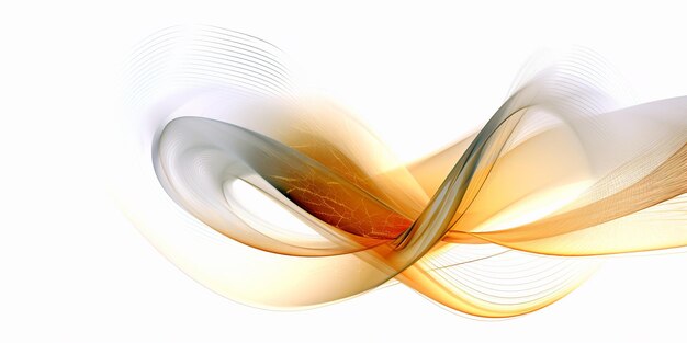 Arte digital abstracto con vibrantes líneas doradas sobre un fondo blanco Ai generativo