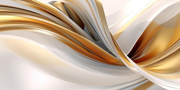 Arte digital abstracto con vibrantes líneas doradas sobre un fondo blanco Ai generativo