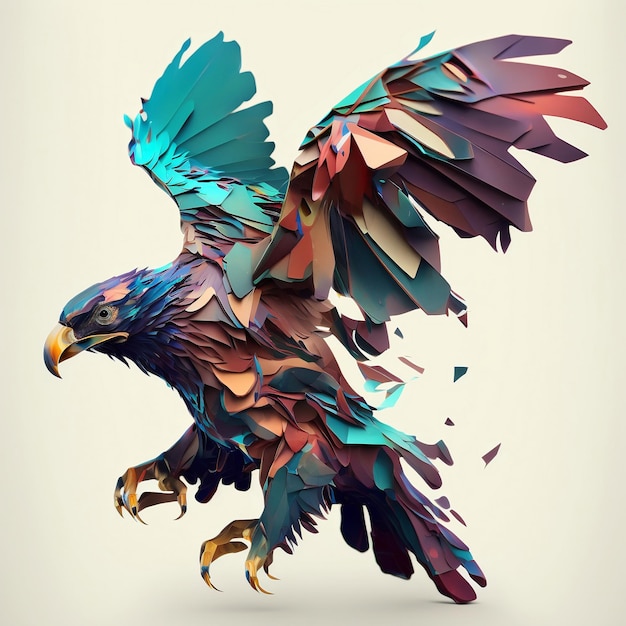 Arte digital abstrata de baixo poli de uma águia