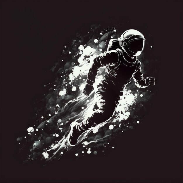 arte digital astronauta, activos retro, aislado sobre fondo negro