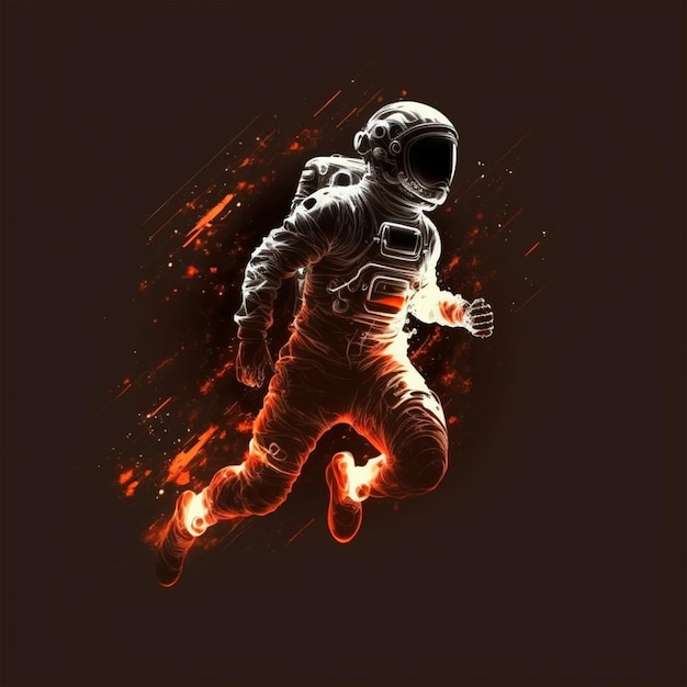 arte digital astronauta, activos retro, aislado sobre fondo negro