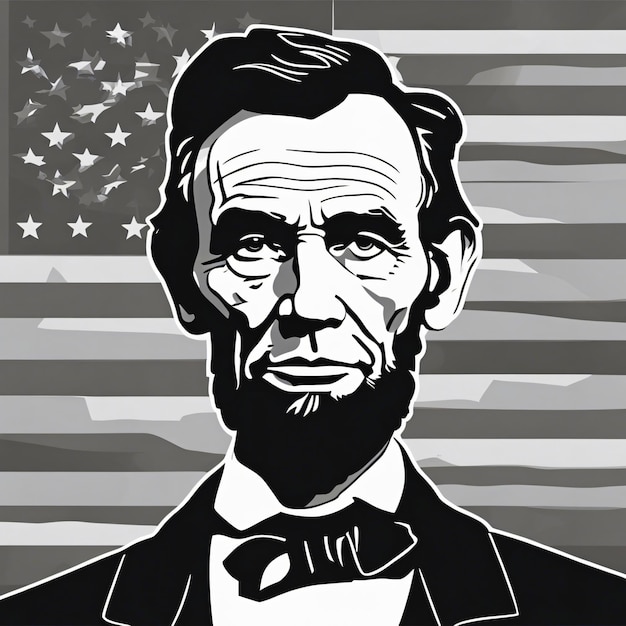 Foto arte digital de la bandera de abraham lincoln estados unidos