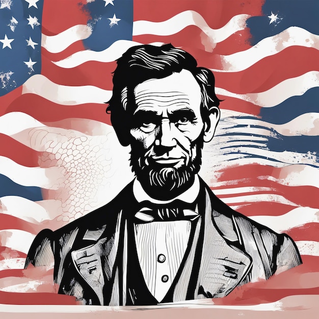 Foto arte digital de la bandera de abraham lincoln estados unidos