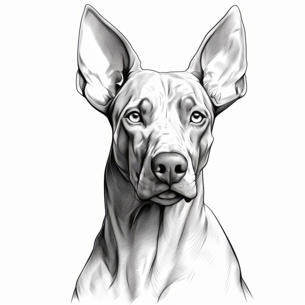 Arte digital en blanco y negro de un cachorro Doberman