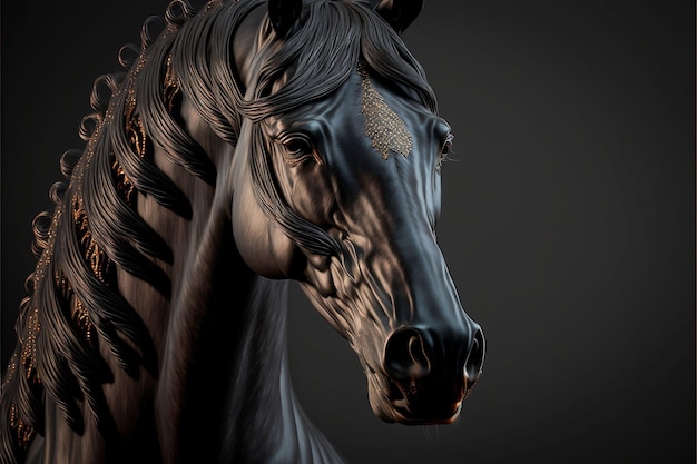 Arte digital cavalo preto árabe