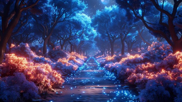 Foto arte digital cg para o videogame diamond and crystal forest realistic cartoon style background