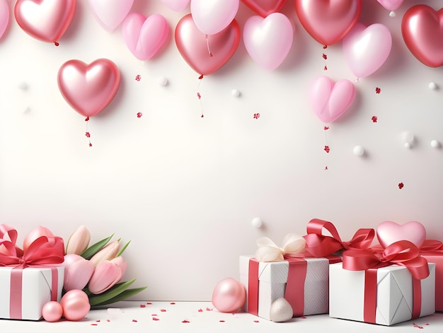 Arte digital para el corazón del amor y el papel pintado del Día de San Valentín y la plantilla de banner de las redes sociales