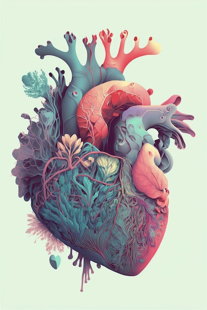 Arte digital de un corazón anatómico