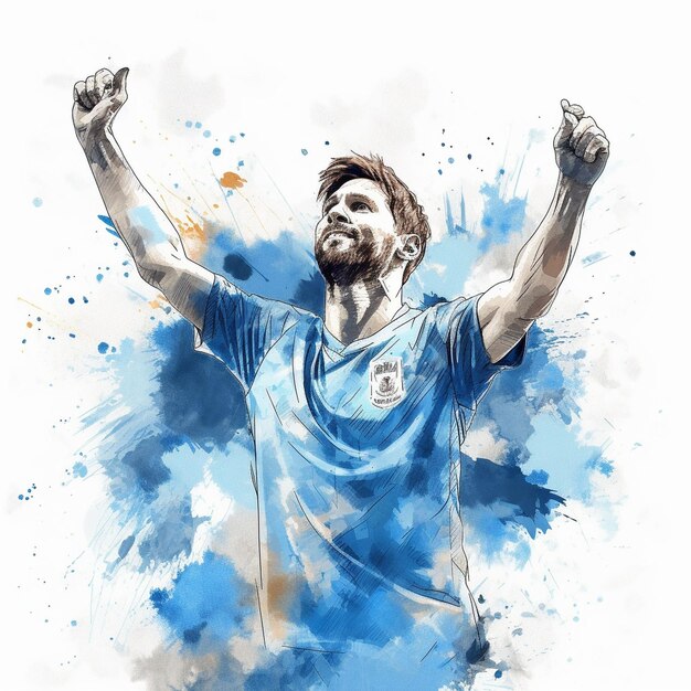 Foto arte digital da camisola de leonel messi da argentina