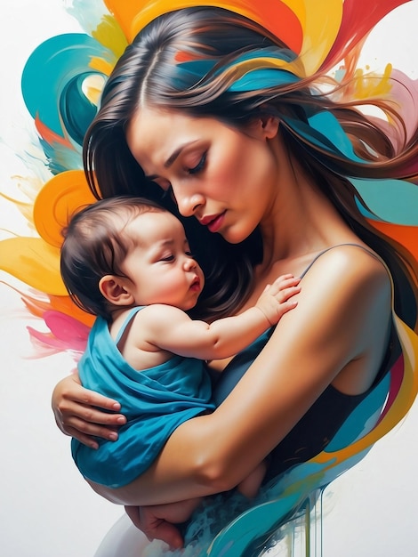 Arte Digital da Maternidade para o Dia das Mães