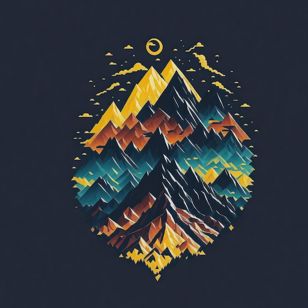 Foto arte digital da montanha para design de montanhas de viagem de camiseta