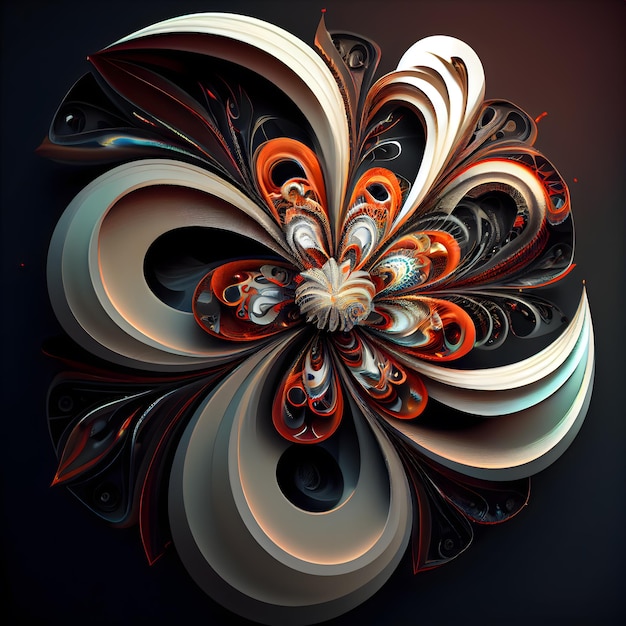 Arte digital de flor fractal simétrica para design gráfico criativo