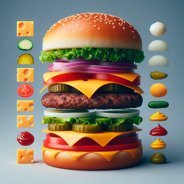 arte digital de hambúrguer de queijo