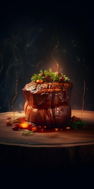 Arte digital de prato de bife de carne