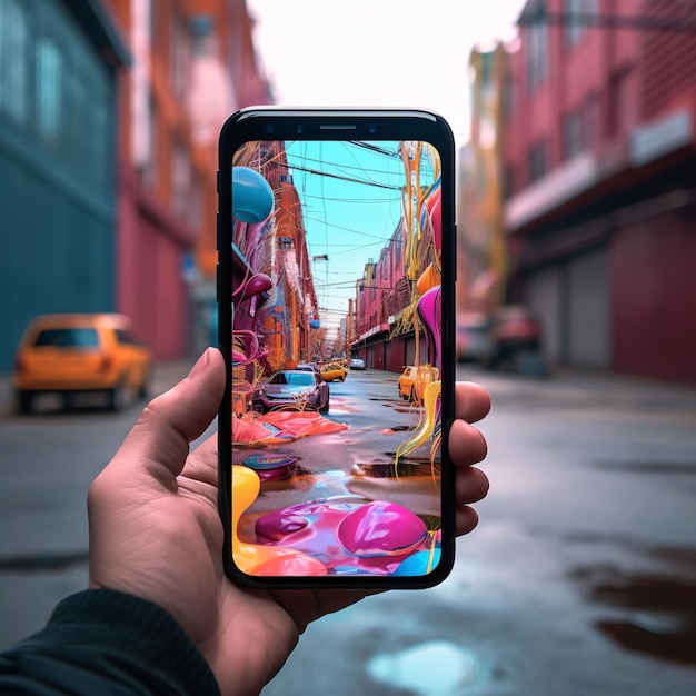 Arte digital de realidade aumentada através da tela do smartphone