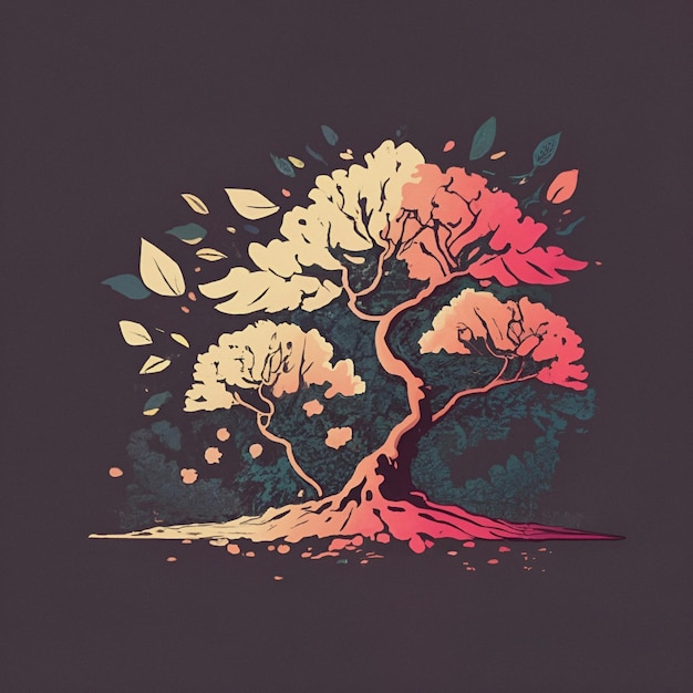 Foto arte digital diseño de camisetas papel de pared fondo bonsai árbol sakura inteligencia artificial arte