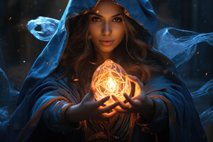 Foto arte digital do mago controlando a magia