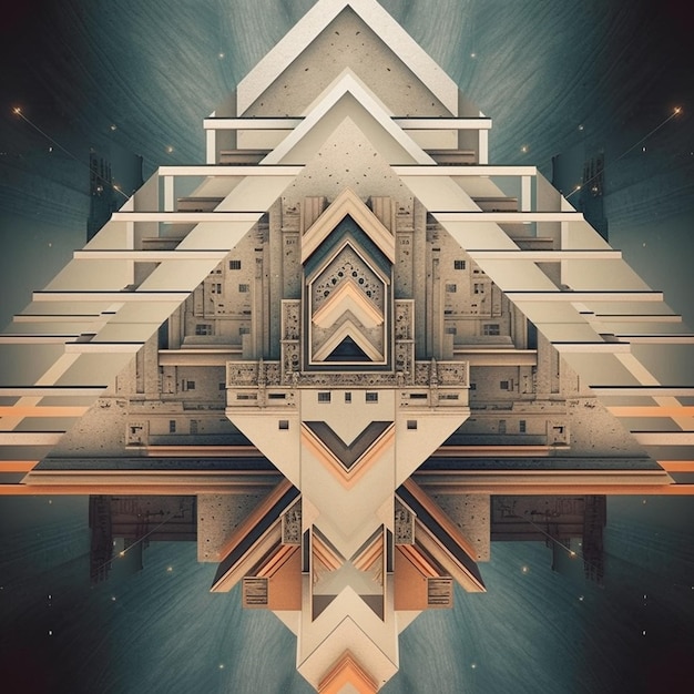 Un arte digital de un edificio con un gran triángulo.
