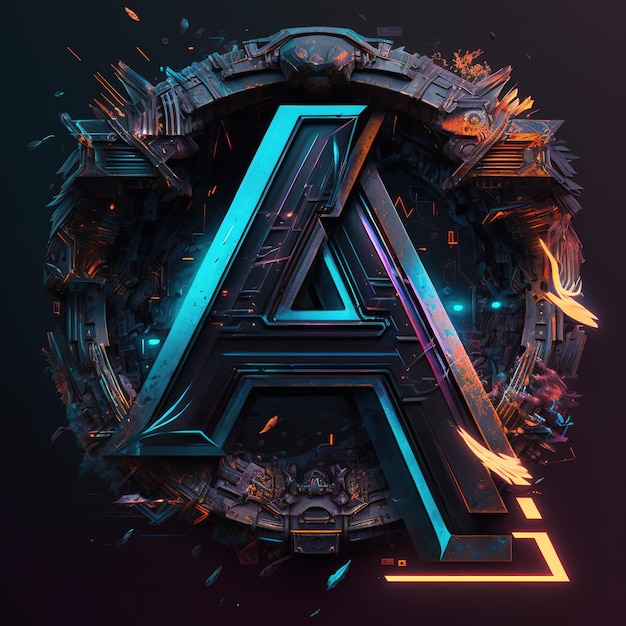 Arte digital del emblema robótico del alfabeto