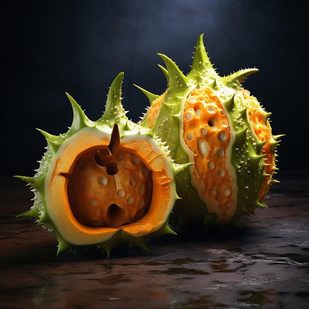 Foto el arte digital del melón con cuernos kiwano