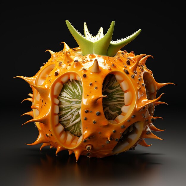 Foto el arte digital del melón con cuernos kiwano