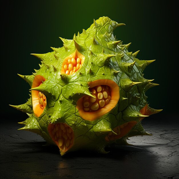 Foto el arte digital del melón con cuernos kiwano