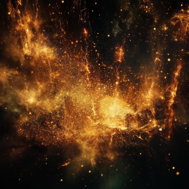 Un arte digital de una nebulosa con estrellas y fuego.