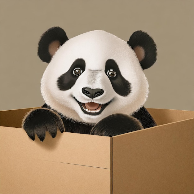 Arte Digital Panda Fofo na Caixa