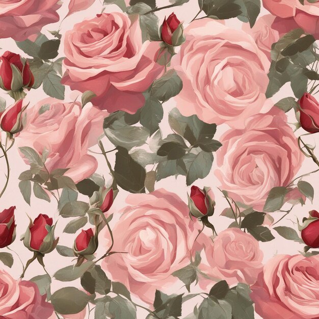 Un arte digital de patén sin costuras de rosa