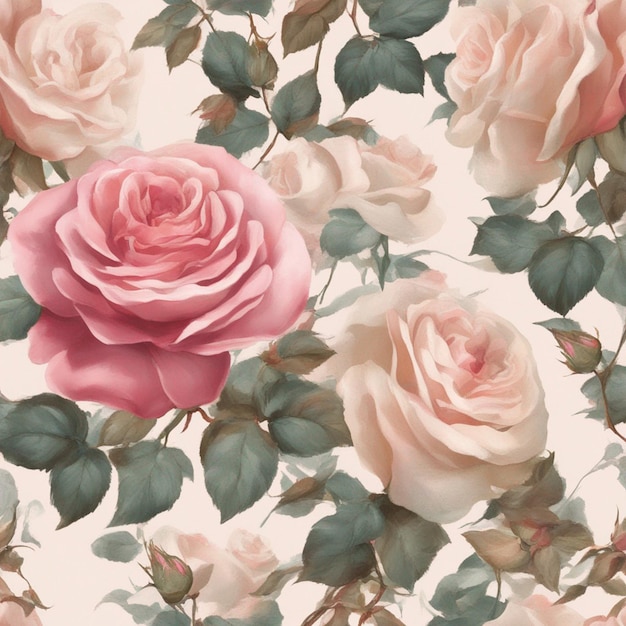 Un arte digital de patén sin costuras de rosa