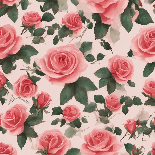 Foto un arte digital de patén sin costuras de rosa