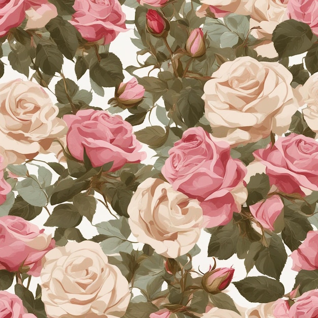 Un arte digital de patén sin costuras de rosa