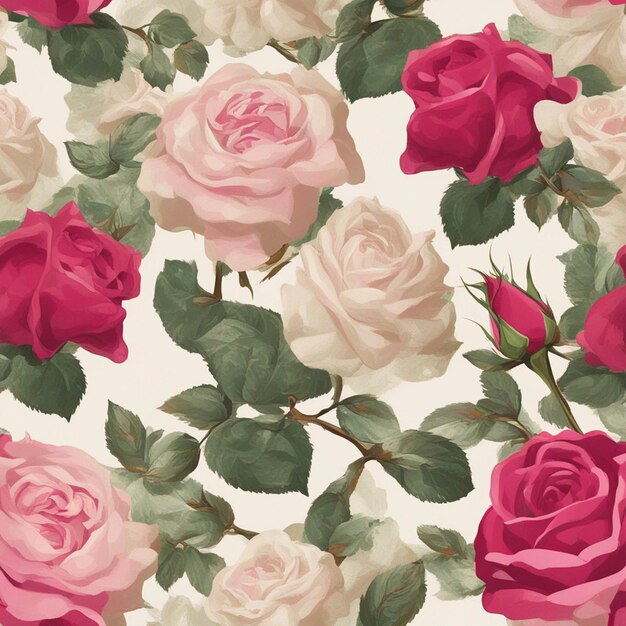 Un arte digital de patén sin costuras de rosa