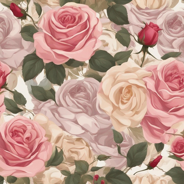 Un arte digital de patén sin costuras de rosa