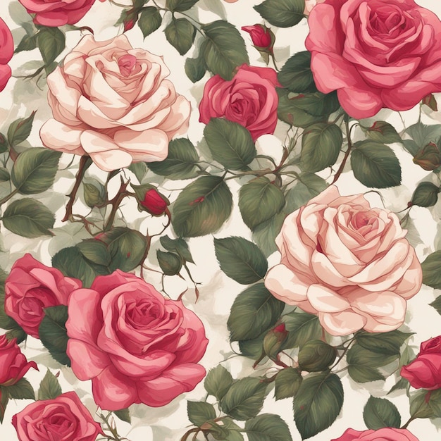 Un arte digital de patén sin costuras de rosa