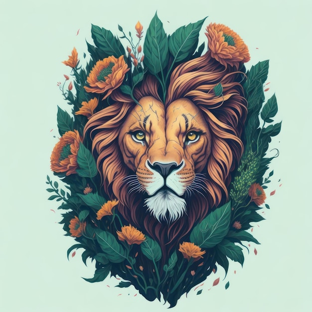 Arte digital seleccionado para el diseño de la camiseta Lion Drawing of a lion