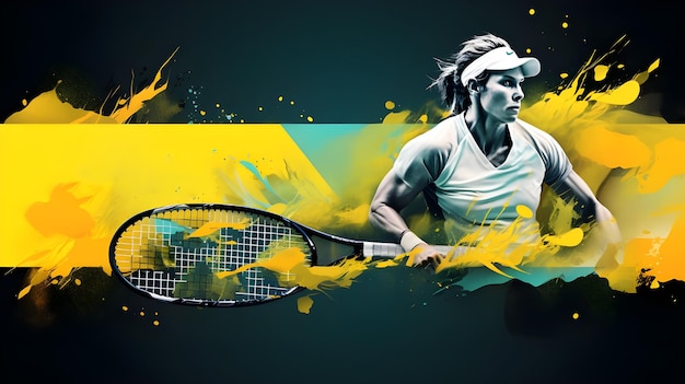 Foto arte digital de torneos de tenis para publicaciones en redes sociales y plantillas de banners de fondo deportivo