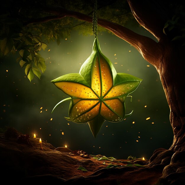 Foto arte digital ultra realista de carambola de carambola