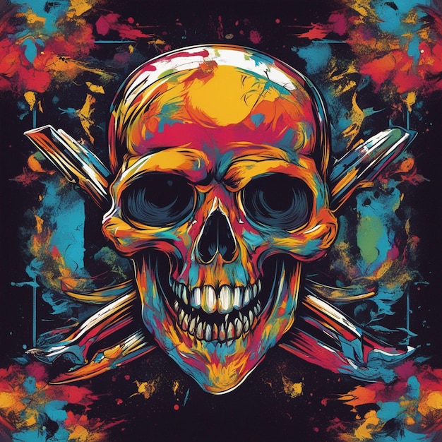 arte de diseño de camiseta de calavera pirata