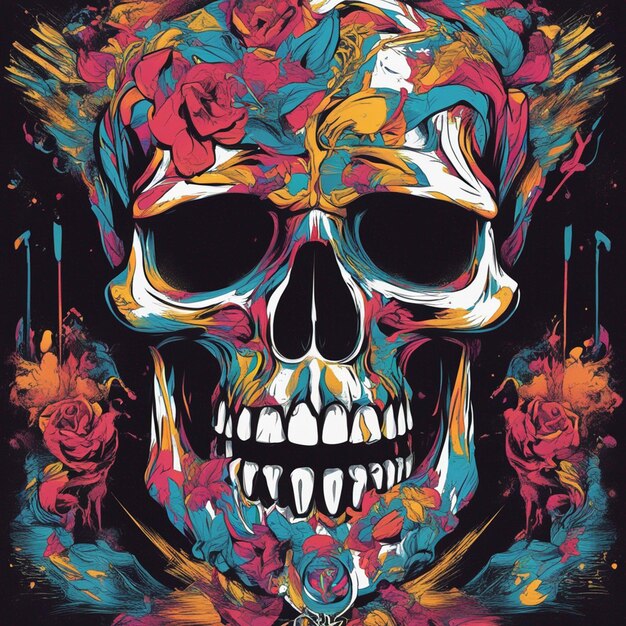 arte de diseño de camiseta de calavera pirata