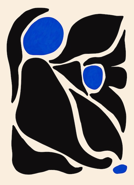 Arte de diseño gráfico botánico estético moderno Floral negro y azul Lienzo