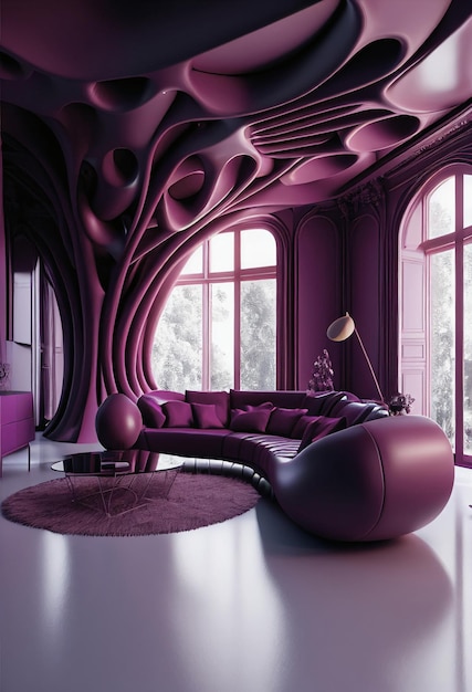 Arte de diseño de interiores magenta de lujo generado por inteligencia artificial