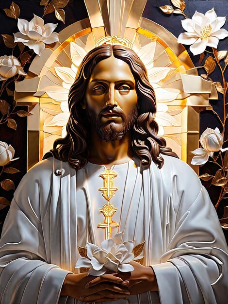 Foto el arte divino que representa a jesús en pintura