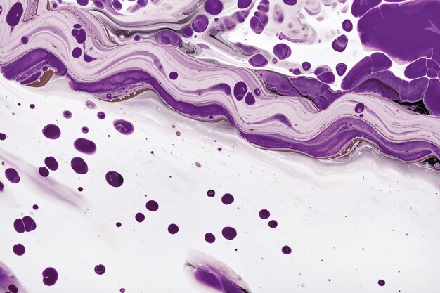 Arte do fluido acrílico ondas brancas e bolhas espumosas violeta decoração digital fundo ou textura abstrata