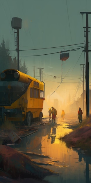 Arte do Golfo no estilo de Brent Cotton Simon Stalenhag e Alexander Jansson