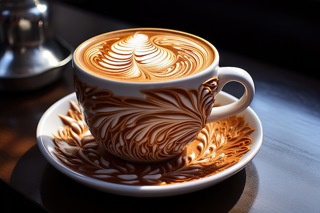 Arte do latte numa chávena com café