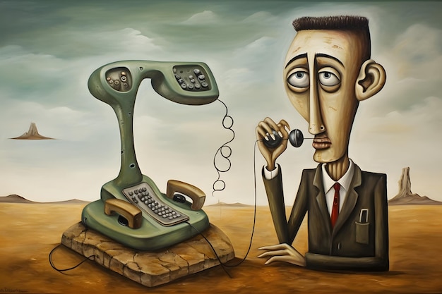 arte do surrealismo do ser humano e do smartphone