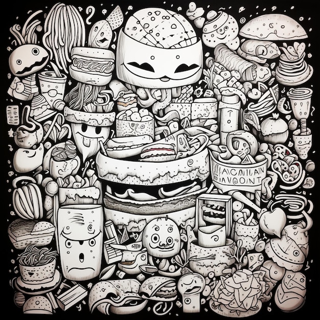 Foto el arte del doodle el arte del doodle la comida