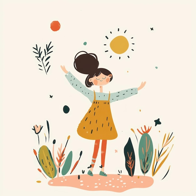 Arte de ejercicio boho estético gráficos ilustrados